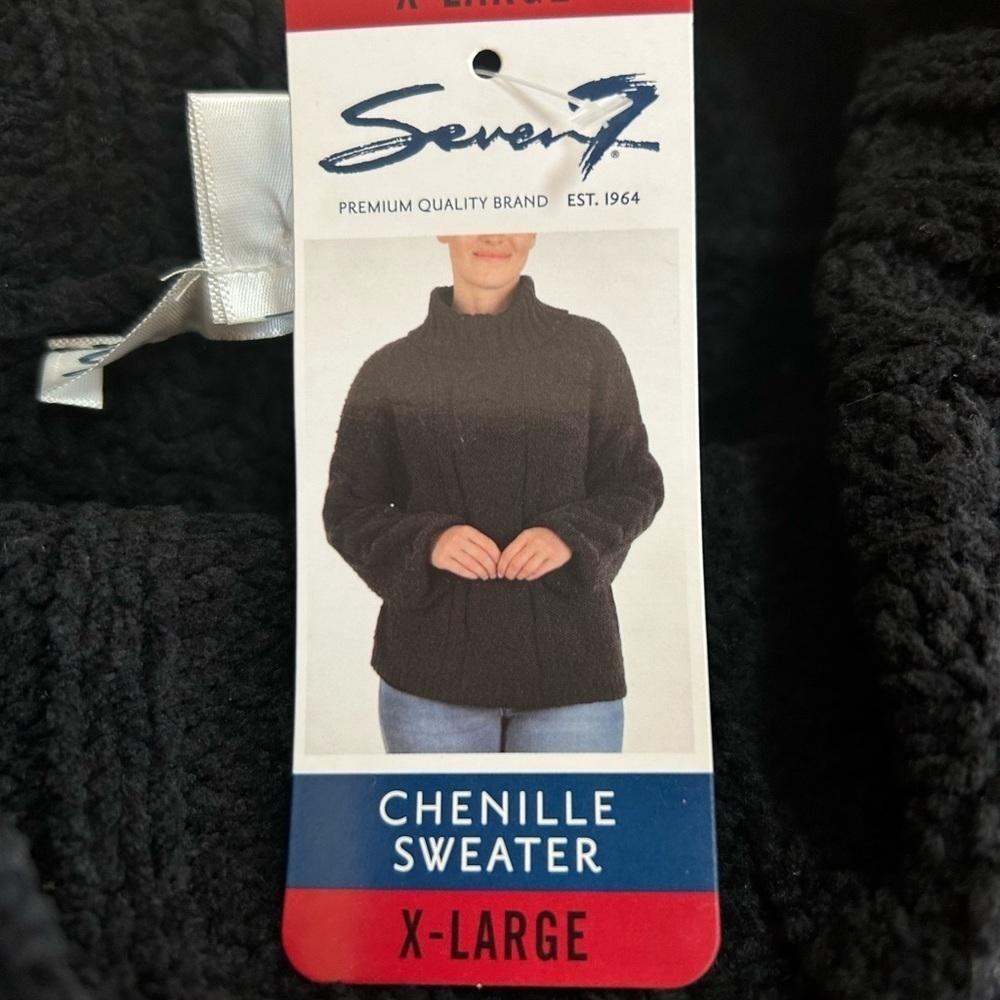 Seven7 Chenille Sweater Black Size XL Cowl Neck Oversized Knit Super Soft NWT - Picture 5 of 5